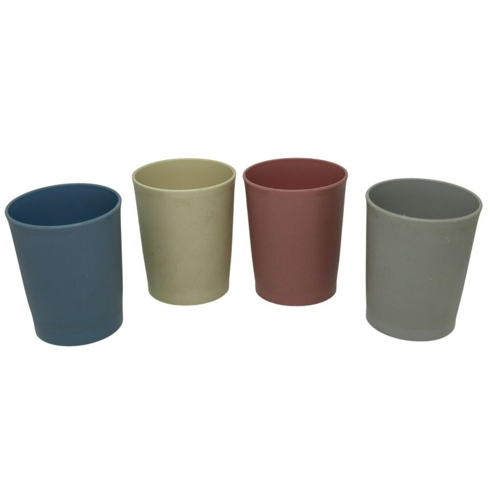 VTG Tupperware Pastel Tumblers Set of 4 MCM Stackable Plastic Cups USA Drinkware